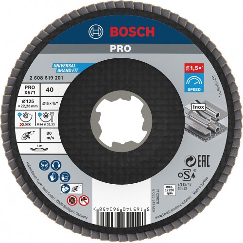 BOSCH Tarcza listkowa PRO X571, kątowa, 125 mm, G40, X-Lock 2608619201