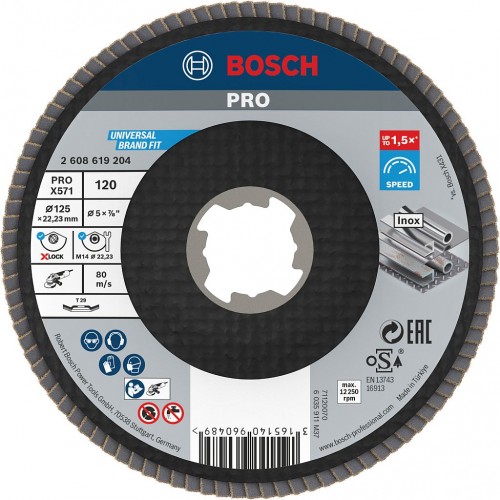 BOSCH Tarcza listkowa PRO X571, kątowa, 125 mm, G120, X-Lock 2608619204