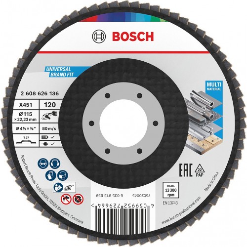 BOSCH Tarcza listkowa X451, 115 × 22,23 mm, G120, T27 2608626136