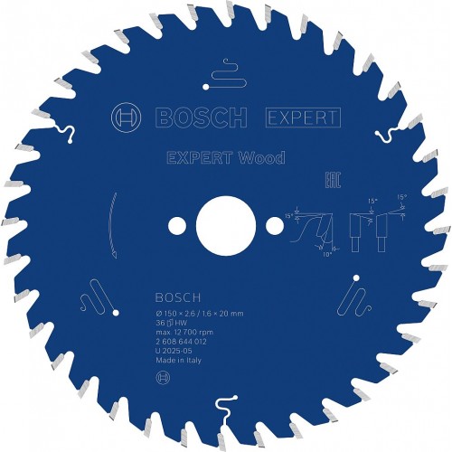 BOSCH Tarcza pilarska EXPERT Wood, 150 × 2,6 / 1,6 × 20 mm, T36 2608644012