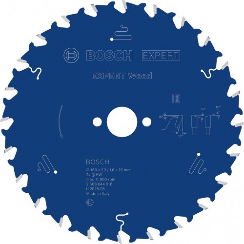 BOSCH Tarcza pilarska EXPERT Wood, 160 × 2,2 / 1,6 × 20 mm, T24 2608644016