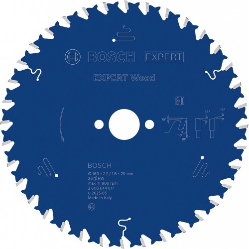 BOSCH Tarcza pilarska EXPERT Wood, 160 × 2,2 / 1,6 × 20 mm, T36 2608644017