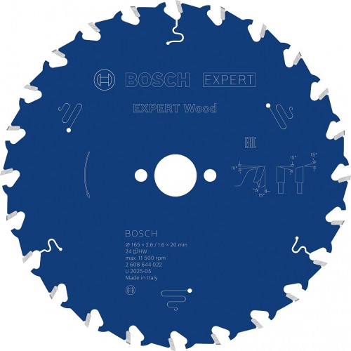 BOSCH Tarcza pilarska Expert for Wood 165 × 2,6/1,6 × 20 mm, T24 2608644022
