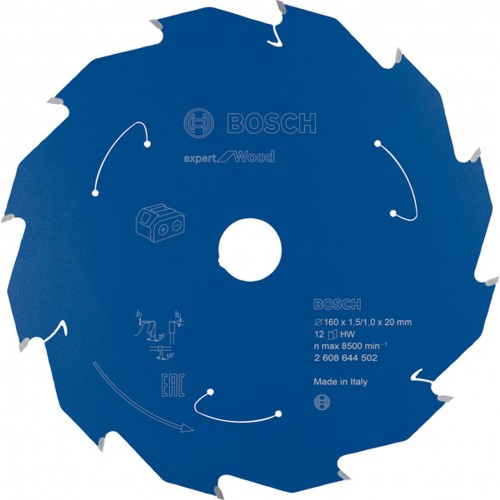 BOSCH Ostrze do piły tarczowej bezprzewodowej Expert for Wood 160x20x1,5/1x12T 2608644502