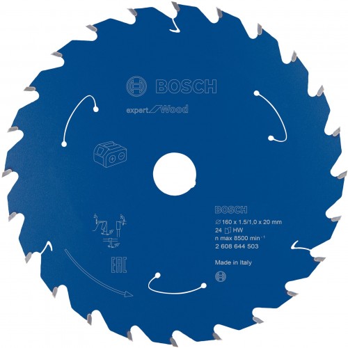 BOSCH Ostrze do piły tarczowej bezprzewodowej Expert for Wood 160x20x1,5/1x24T 2608644503