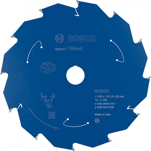 BOSCH Ostrze do piły tarczowej bezprzewodowej Expert for Wood 165x20x1,5/1x12T 2608644506