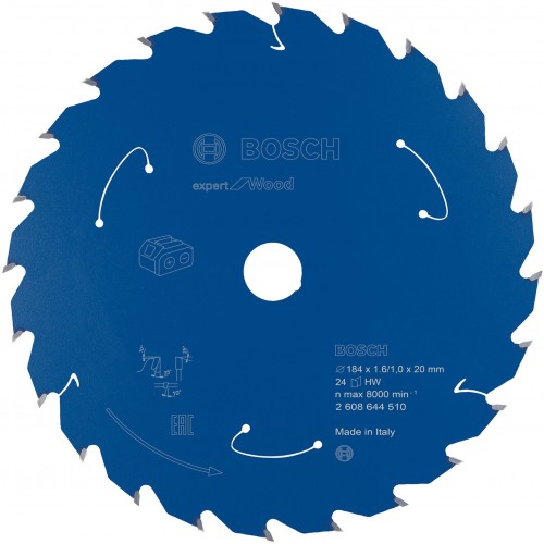 BOSCH Ostrze do piły tarczowej bezprzewodowej Expert for Wood 184x20x1,6/1x24T 2608644510