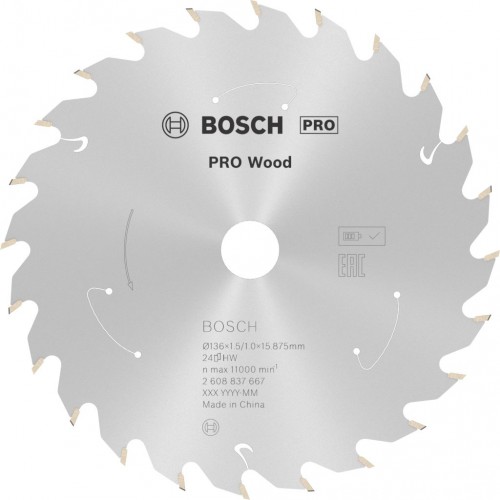 BOSCH Tarcza pilarska PRO Wood cordless Circular Saw Blade 136 x 1,5 x 15,875 mm 2608837