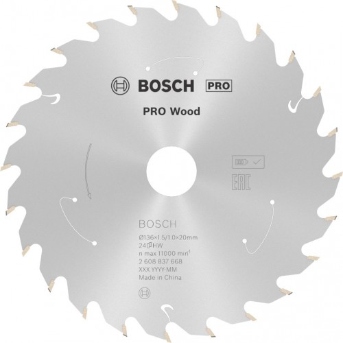 BOSCH Tarcza pilarska PRO Wood cordless Circular Saw Blade 136 x 1,5/1 x 20 T24 2608837668