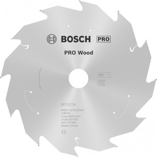 BOSCH Tarcza pilarska PRO Wood cordless 160x20/15,875x1,5/1,0x12T 2608837675