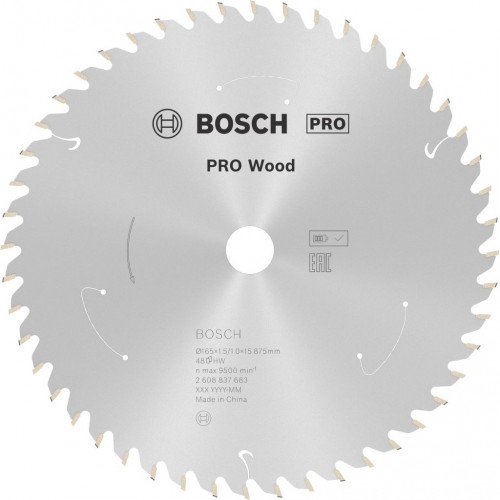 BOSCH Tarcza pilarska PRO Wood cordless 165x15,875x1,5/1,0x48T 2608837683