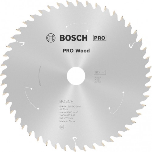 BOSCH Tarcza pilarska PRO Wood cordless 165x20x1,5/1,0x48T 2608837687