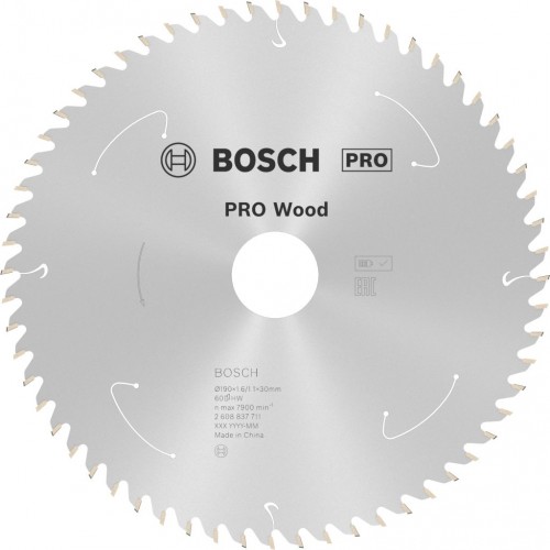 BOSCH Tarcza pilarska PRO Wood cordless 190x30/20x1,6/1,1x60T 2608837711