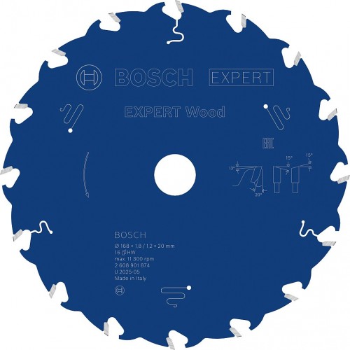 BOSCH Tarcza pilarska Expert for Wood 168 × 1,8/1,2 × 20 mm, T16 2608901874