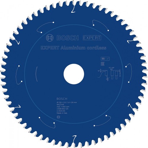 BOSCH Tarcza pilarska EXPERT Aluminium cordless, 216 × 2 / 1,4 × 30 mm, T66 2608902124