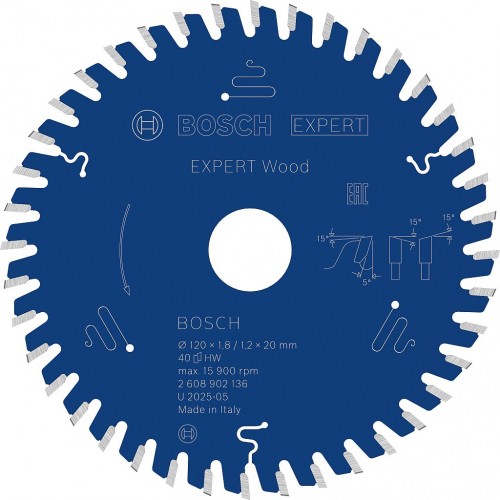 BOSCH Tarcza pilarska Expert for Wood 120 × 1,8/1,2 × 20 mm, T40 2608902136