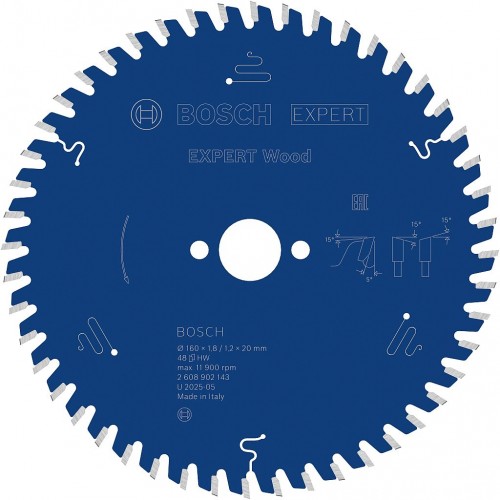 BOSCH Tarcza pilarska Expert for Wood 160 × 1,8/1,2 × 20 mm, T48 2608902143