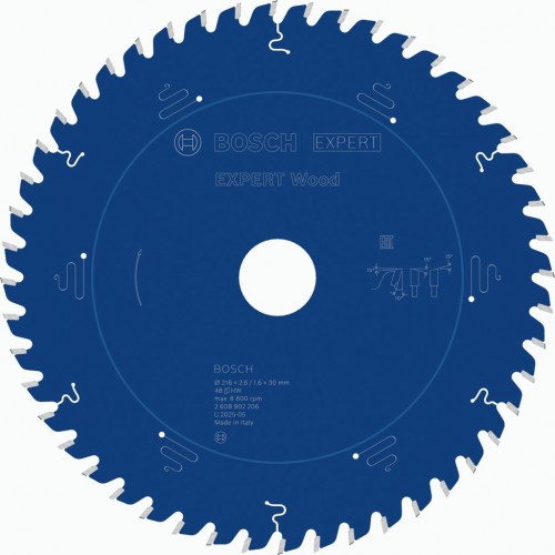 BOSCH Tarcza pilarska EXPERT Wood, 216 × 2,6 / 1,6 × 30 mm, T48 2608902206
