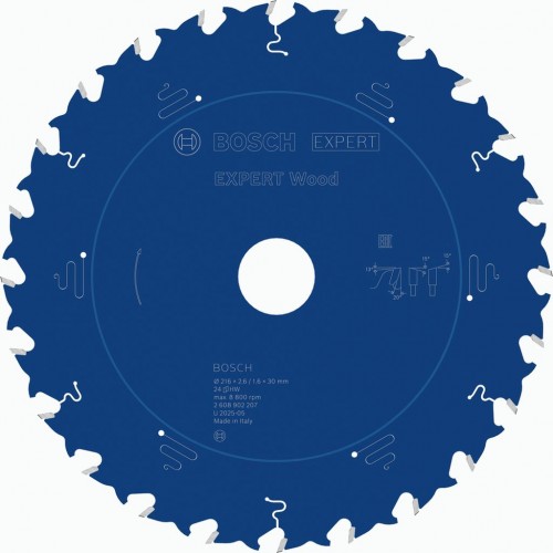 BOSCH Tarcza pilarska EXPERT Wood, 216 × 2,6 / 1,6 × 30 mm, T24 2608902207