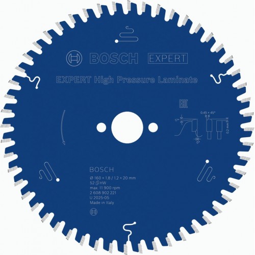 BOSCH Tarcza pilarska EXPERT High Pressure Laminate, 160x1,8 /1,2 ×20 mm, T52 2608902221