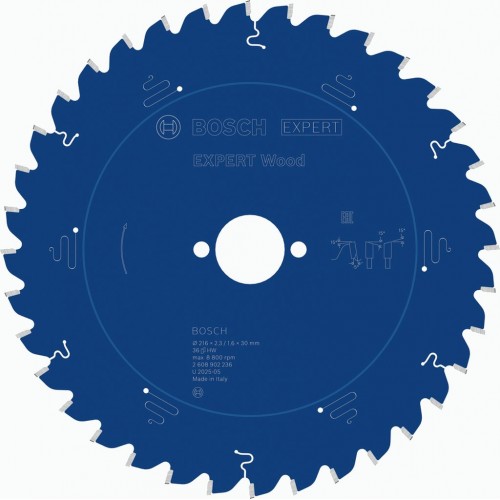 BOSCH Tarcza pilarska EXPERT Wood, 216 × 2,3 / 1,6 × 30 mm, T36 2608902236