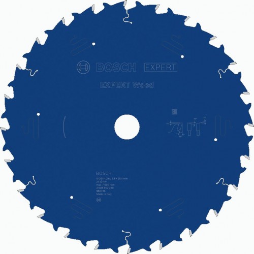 BOSCH Tarcza pilarska EXPERT Wood, 254 × 2,6 / 1,8 × 25,4 mm, T24 2608902240