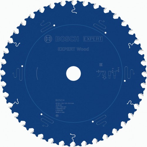 BOSCH Tarcza pilarska EXPERT Wood, 254 × 2,6 / 1,8 × 25,4 mm, T40 2608902241
