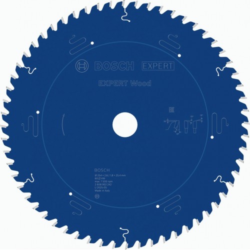 BOSCH Tarcza pilarska EXPERT Wood, 254 × 2,6 / 1,8 × 25,4 mm, T60 2608902242