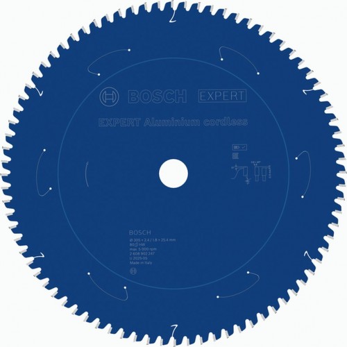 BOSCH Tarcza pilarska EXPERT Aluminium cordless, 305 × 2,4 / 1,8 × 25,4 mm, T80 2608902247