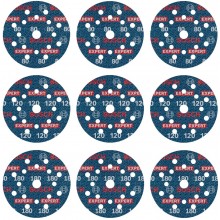 BOSCH Zestaw krążków ściernych EXPERT O780 Foil, 125 mm G80, G120 , G180, 9 ks 2608902407