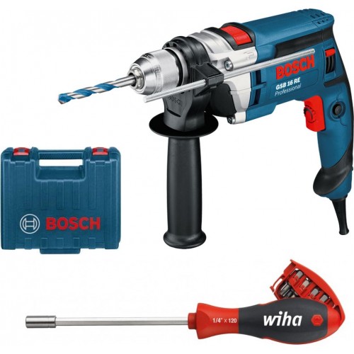 BOSCH GSB 16 RE Professional Wiertarka udarowa + Wkrętak magnetyczny Wiha 0615990K30