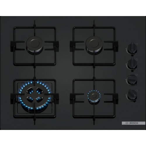 Bosch Serie 2 Płyta gazowa 60 cm Szkło hartowane, Czarny POH6B6K30