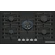 Bosch Serie 6 Płyta gazowa 75 cm Szkło hartowane, Czarny PPQ7A6I40