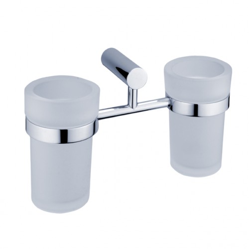 NIMCO BORMO Podwójny uchwyt z kubkami łazienkowymi, szkło matowe BR11058DW-26