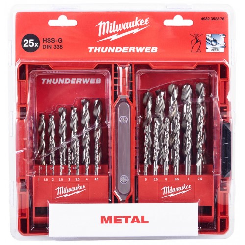 Milwaukee ThunderWeb Wiertła do metalu HSS-G 25 szt 4932352376