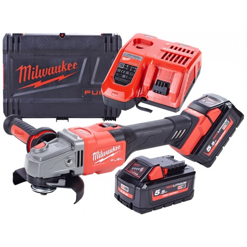 Milwaukee M18 FHSAG125XB-552X Szlifierka kątowa 125 mm 2x5.5 Ah, HD Walizka 4933471079