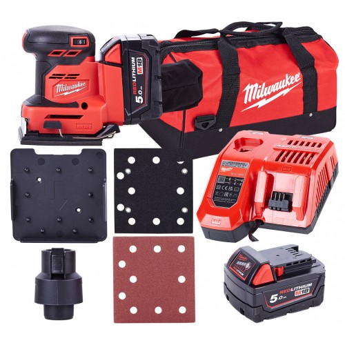 Milwaukee M18 BQSS-502B Szlifierka oscylacyjna (2x5.0Ah) Torba 4933479967