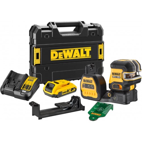 DeWALT DCE825D1G18 Samopoziomujący, zielony laser krzyżowy + 5 punktów 30m