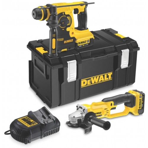 DeWALT DCK271M2 Młotowiertarka aku SDS-plus 18V 4,0Ah+szlifierka kątowa aku18V 4,0Ah XR