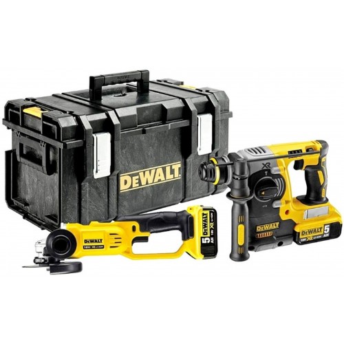 DeWALT Młotowiertarka aku SDS-plus 18V 5,0Ah+szlifierka kątowa aku18V 5,0Ah XR - DCK272P2