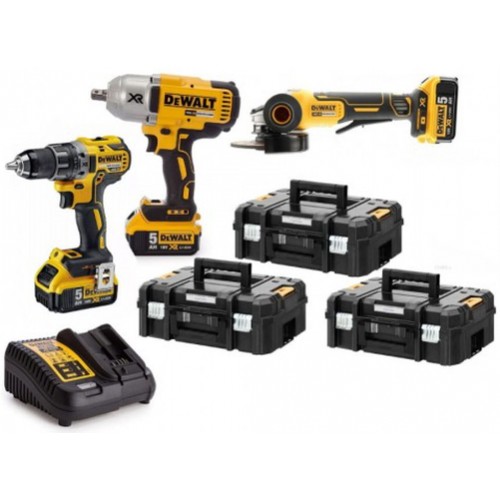 DEWALT DCKM009 Aku. Zestaw narzedzi DCD791+DCF899+DCG406 (18V/ 3x5,0Ah)