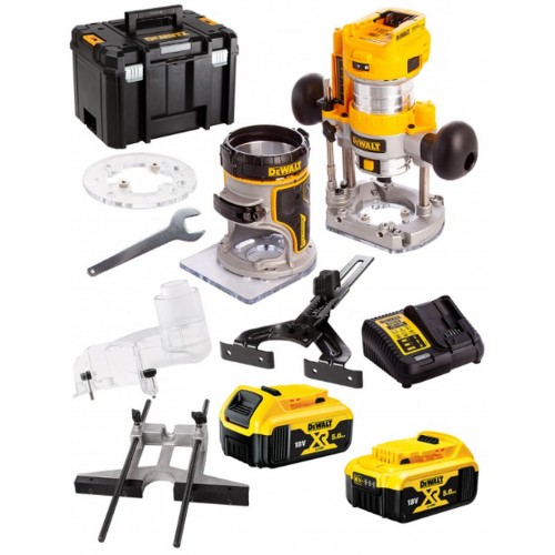 DeWALT DCW604P2 Aku Frezarka górnowrzecionowa XR (8mm/18V/2x5,0Ah) Tstak