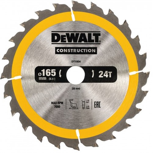 DeWALT DT1934 Tarcza tnąca 165 x 20 mm, 24 zębów