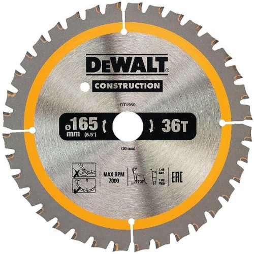 DeWALT DT1950 Piła tarczowa 165 x 20mm,36 zębów