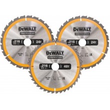 DeWALT DT1962 Zestaw 3 sztuk tarcz pilarskich do drewna 216 x 30mm