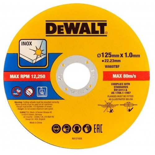 DeWALT Standardowa tarcza tnąca 125 x1 x 22,2mm 50 szt, DT43972-QZ DeWALT Standardowa tarcza tnąca 125 x1 x 22,2mm 50 szt, DT43972-QZ