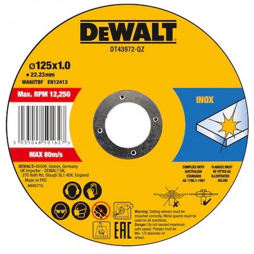 DeWALT DT43972 Standardowa tarcza tnąca 125 x1 x 22,2mm 10szt DeWALT DT43972 Standardowa tarcza tnąca 125 x1 x 22,2mm 10szt