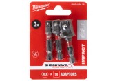 Milwaukee Zestaw adapterów do nasadek udarowych Shockwave 3 szt.1/4"-3/8"- 1/2" 4932479228