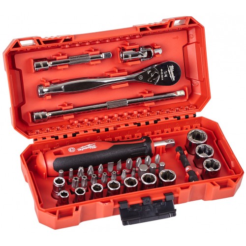 Milwaukee Zestaw: Grzechotka, nasadki 1/4" i bity udarowe 4932498381