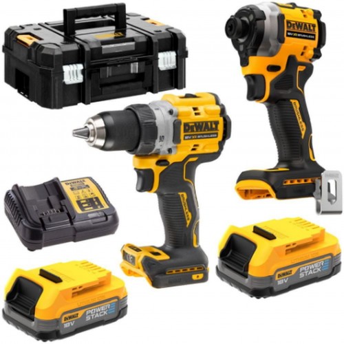DeWALT DCK2051E2T Zestaw narzędzi (DCD800+DCF850+18v/2x1,7Ah PowerStack) Tstak